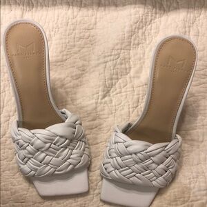 Marc Fisher Cream Braided Square-Toe Slide Mules